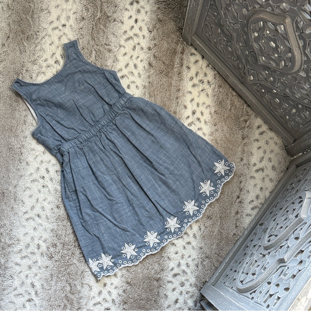 Cat & Jack lightweight denim dress girls small cutout star embroidery summer
